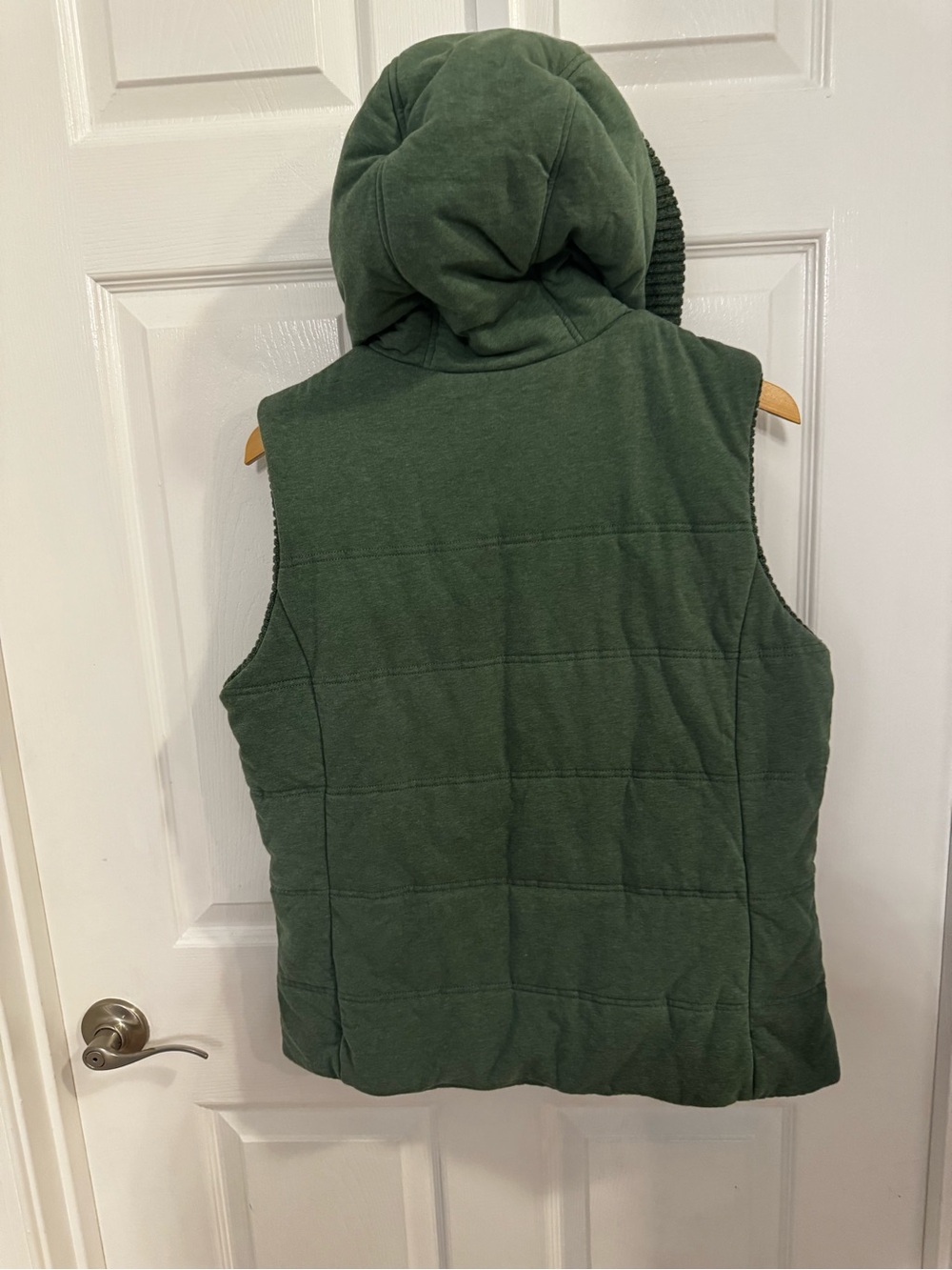 The North Face Women's Hooded Puffer Vest in Heather Green - Picture 2 of 7
